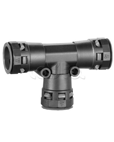 Тройник DN 36/36/36 мм, полиамид, цвет черный DKC PAT36N в Абакане Повороты, муфты, тройники Pintop.ru