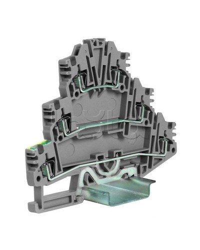 Зажим трех-уровневый c заземлением на нижнем уровне 2,5 кв.мм, серый DKC ZHL500GR в Абакане Держатели, клипсы, скобы Pintop.ru