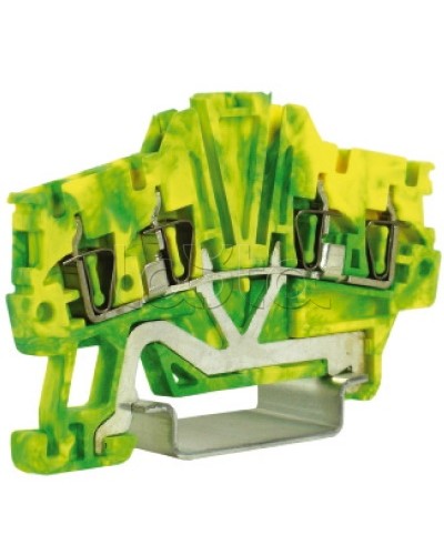 Зажим для заземления, 2 ввод/2 вывода, 1,5 кв.мм желто-зеленый DKC ZHT420 в Абакане Держатели, клипсы, скобы Pintop.ru