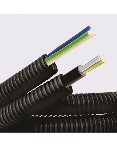 Электротруба ПНД гибкая гофр. д.20мм, цвет черный, с кабелем ВВГнг(А)-LS 3х2,5мм² РЭК ГОСТ+, 100м DKC 7S720100 в Абакане Труба гофрированная Pintop.ru