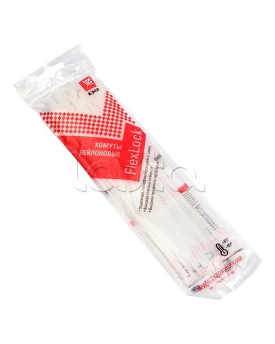 Хомут P6.6 стандартный (б), 3.6x250 (50шт) FlexLock PROxima EKF (plc-fl-ctsw-3.6x250-r) в Абакане Стяжки-хомуты Pintop.ru