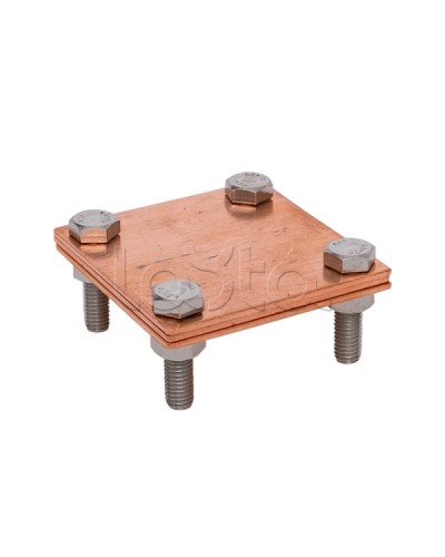 Зажим полоса 40 - полоса 40 (3 пластины 70x70мм) Cu EKF PROxima (lp-g3105-cu) в Абакане Крепежные изделия Pintop.ru