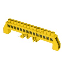 Шина "0" РЕ (8х12мм) 14 отверстий латунь желтый нейлоновый корпус комбинированный EKF PROxima (sn0-125-14-dpe)