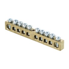 Шина PEN "ноль-земля" (6х9мм) 10 отверстий латунь крепеж по центру розничный стикер EKF PROxima (sn0-63-10-r)