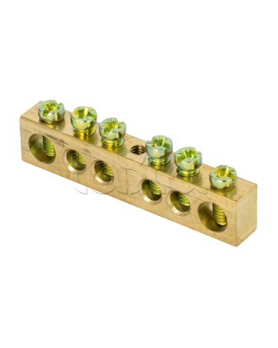 Шина PEN ноль-земля (8х12мм) 6 отверстий латунь крепеж по центру EKF PROxima (sn0-125-6-c) в Абакане Клеммные колодки Pintop.ru