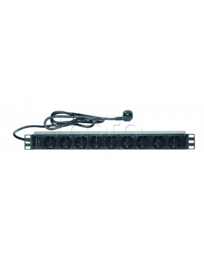 Блок розеток 1U, 9 розеток Schuko Eurolan 60A-61-01-09BL в Абакане Блоки розеток Pintop.ru
