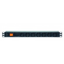 Блок розеток 1U, 7 розеток Schuko Eurolan 60A-61-02-07BL