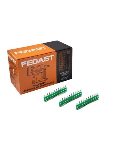 Гвозди 3.0*25 мм усиленные для монтажного пистолета (1000 шт/уп) FEDAST fd3025eg в Абакане Крепеж: Дюбели, шурупы, саморезы Pintop.ru