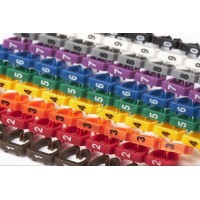 Маркеры (клипсы) на кабель, защелкивающиеся D 6-7мм, "0"-"9", 10 цветов (100 шт) Hyperline MA-67-R