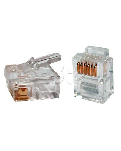 Телефонный разъем RJ-126P6C Hyperline PLUG-6P6C-P-C2-100 в Абакане Коннекторы и разъемы Pintop.ru