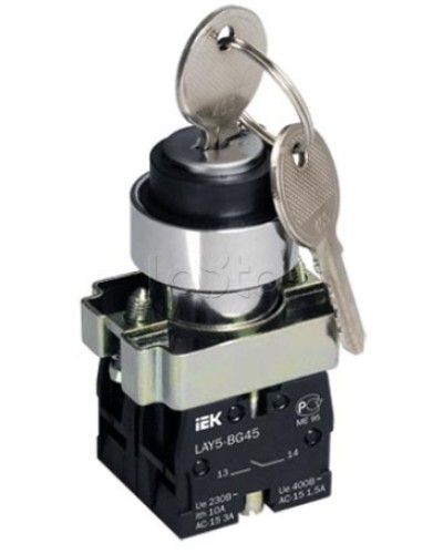 Переключатель LAY5-BG45 на 2 положения с ключом без фиксации IEK BSW80-BG-2-K02 в Абакане Аксессуары для стоек и шкафов Pintop.ru
