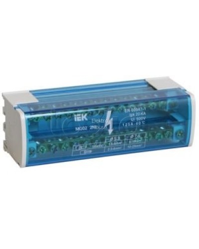 Шина «N» нулевая на DIN-рейку в корпусе 2Х15 групп IEK YND10-2-15-125 в Абакане Аксессуары для стоек и шкафов Pintop.ru