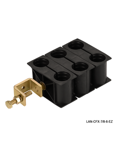 Комплект крепления для 6-ти коаксиальных кабелей диаметром 7/8, со струбциной LANMASTER LAN-CFX-7/8-6-EZ в Абакане Аксессуары для стоек и шкафов Pintop.ru