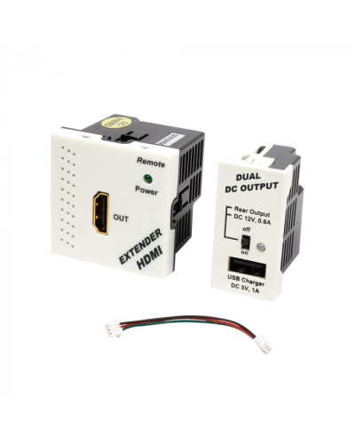 Конвертор RJ45-HDMI, приемник + БП формата Mosaic, 45x45мм + 22.5х45мм, белые LANMASTER (LAN-SIP-23HDMI/RX-WH) в Абакане Медиаконвертеры Pintop.ru