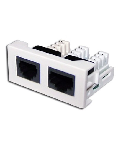 Вставка Mosaic 22.5x45 2xRJ45 Cat.5e, белая LANMASTER (LAN-WA-LP-2x45/5E-WH) в Абакане Коннекторы и разъемы Pintop.ru