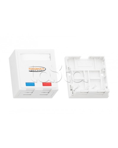 Корпус настенной розетки 2 порта NIKOMAX (NMC-MB2P-ST-WT) в Абакане Аксессуары для кабель-канала Pintop.ru