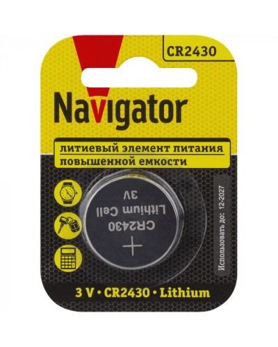 Элемент питания Navigator 93 828 NBT-CR2430-BP1 в Абакане Электротехническое оборудование Pintop.ru