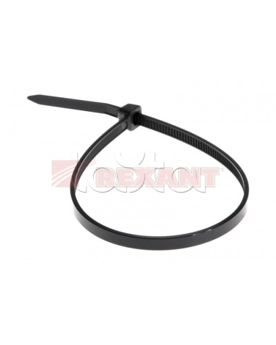 Хомут-стяжка нейлоновый 5х350 мм чёрный (100шт/уп) REXANT 07-0351 в Абакане Стяжки-хомуты Pintop.ru