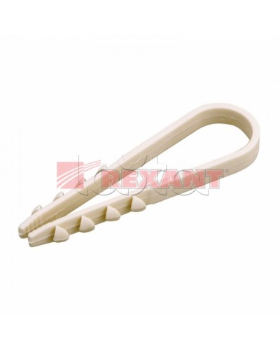 Дюбель-хомут 11-18, белый (100шт/уп) REXANT 07-4502 в Абакане Стяжки-хомуты Pintop.ru