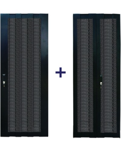 Комплект дверей 22U, 600 мм, черный, передняя - перфорированная, задняя - распашная перфорированная TWT TWT-CBB-DR22-6x-S-P1 в Абакане Аксессуары для стоек и шкафов Pintop.ru