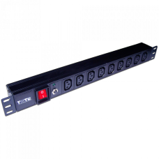 Блок розеток 19", 1-фазный с выкл. 10A / 250V, 9xC13, без шнура питания, разъем C14 TWT (TWT-PDU19-10A9C3)