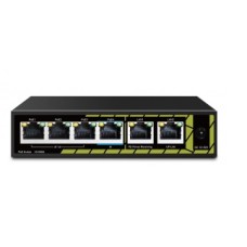 Коммутатор с питанием по PoE In, 4 x 100 Мбит/с PoE порта (3 порта 802.3af/at, 1 порт 802.3af/at/bt) + 2 x 100 Мбит/с порта Uplink Tantos TSn-4FP6F2P