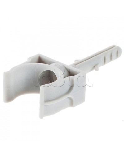 Держатель с дюбелем без шурупа для гофрированной или жесткой гладкой трубы D20 мм, без галогена Экопласт 41420HF в Абакане Держатели, клипсы, скобы Pintop.ru