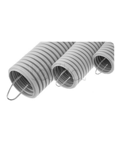 NR050 Усиленная двустен. труба ПНД гибкая, тип 750, SN38, с зондом, D50мм (50м) цвет красный Экопласт (821050) в Абакане Труба гофрированная Pintop.ru