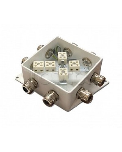 Коробка монтажная огнестойкая Гефест КМ-О (10к)-IP66-120х120, семь вводов в Абакане Распределительные коробки Pintop.ru