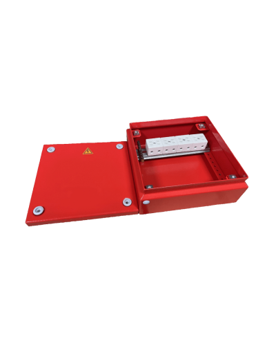 Коробка распределительная огнестойкая КРОПС, IP65, габаритные размеры 150х150х80 мм, для кабелей сечением до 10 мм2, 4 клеммы КМ-Профиль (FRJB-KM-ST5-10-04-КРОПС-IP65) в Абакане Распределительные коробки Pintop.ru