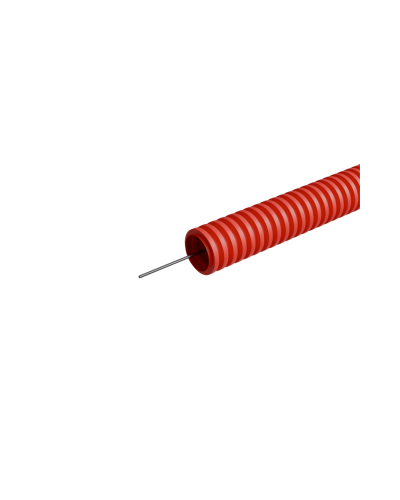 Труба гофрированная ПНД лёгкая d32 мм с зондом трудногорючая безгалогенная (HFFRLS), (уп. 50 м) КМ-профиль (KM-FRTG-32) в Абакане Труба гофрированная Pintop.ru