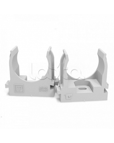 Крепеж-клипса для труб атмосферостойкая для монтажного пистолета серая в п/э d25 мм (100шт/700шт уп/кор) Промрукав (PR13.0403) в Абакане Держатели, клипсы, скобы Pintop.ru