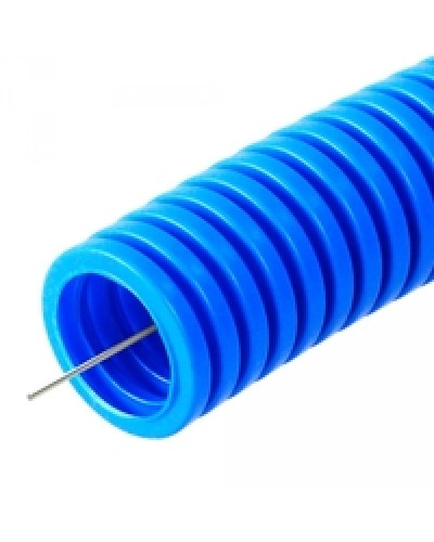Труба гофрированная ПП лёгкая 350 Н не распространяющая горение с/з синяя д25 (50м/2600м/ уп/пал) Промрукав PR02.0077 в Абакане Труба гофрированная Pintop.ru
