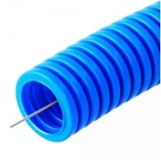Труба гофрированная ПП тяжёлая 750 Н не распространяющая горение с/з синяя д32 (25м/1375м/ уп/пал) Промрукав PR02.0082
