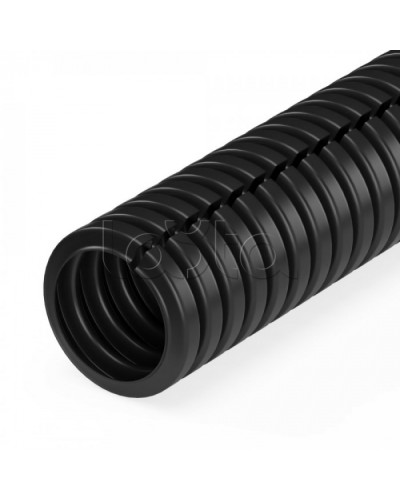 Труба гофр ПА негорючая (НГ) ст к ультраф разрезная черная dвн 7 мм, dнар 10 мм (10м/уп) Промрукав (PR02.0324) в Абакане Труба гофрированная Pintop.ru