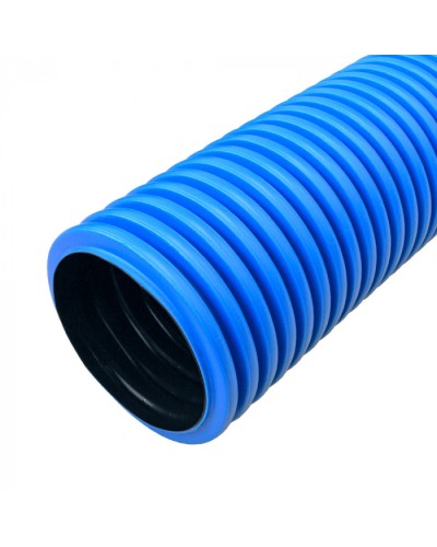 Труба гофрированная двустенная ПНД жесткая тип 1250 (SN33) синяя d90 мм 6м (36м/уп) Промрукав (PR15.01049) в Абакане Труба гофрированная Pintop.ru
