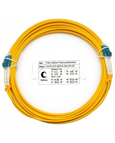 Шнур оптический duplex LC-LC 9/125 SM 1 м LSZH Cabeus FOP(d)-9-LC-LC-5M в Абакане Патч-корды оптические Pintop.ru