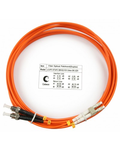 Шнур оптический duplex LC-ST 62,5/125 mm 3м LSZH Cabeus FOP-62-LC-ST-3m в Абакане Патч-корды оптические Pintop.ru