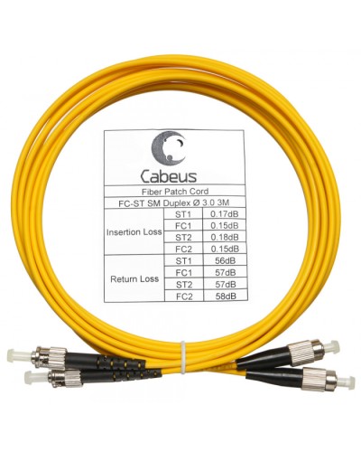 Шнур оптический duplex FC-ST 9/125 sm 3м LSZH Cabeus FOP(d)-9-FC-ST-3m в Абакане Патч-корды оптические Pintop.ru