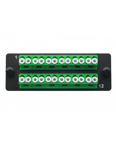 Комплект планка Q-SLOT с 12 адаптерами дуплекс LC OS2, монтажные шнуры, КДЗС Eurolan 38M-S2-2L-12BL в Абакане Коннекторы Pintop.ru