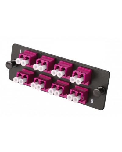 Комплект планка Q-SLOT с 8 адаптерами дуплекс LC OM4, монтажные шнуры, КДЗС Eurolan (38M-40-2L-08BL) в Абакане Кроссы оптические Pintop.ru