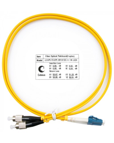 Шнур оптический duplex LC-FC 9/125 SM 1 м LSZH Cabeus FOP(d)-9-LC-FC-1M в Абакане Патч-корды оптические Pintop.ru
