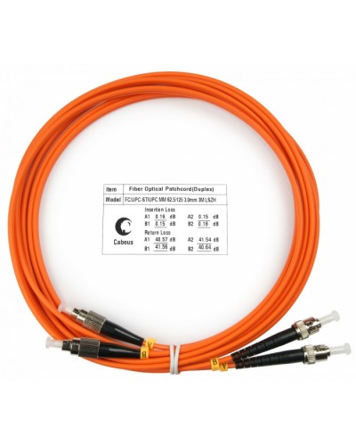 Шнур оптический duplex FC-ST 62,5/125 mm 3м LSZH Cabeus FOP-62-FC-ST-3m в Абакане Патч-корды оптические Pintop.ru