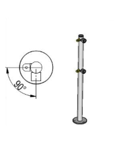 Стойка ограждения L-образная под поворотные створку и секцию 2 полупетли с крепежом, 2 муфты с крепежом справа Oxgard Стойка ограждения с 2-мя полупетлями L-образная права (ВЗР 1996.09.01) в Абакане Ограждения Pintop.ru