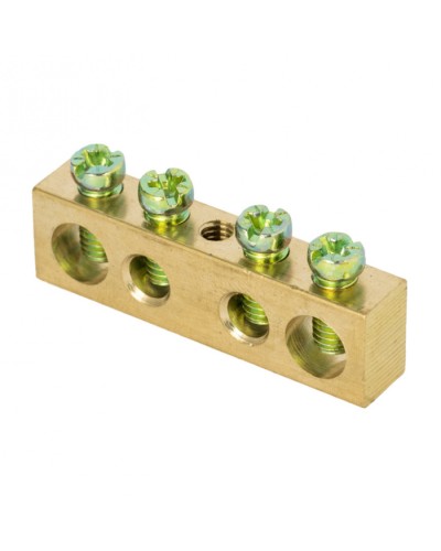 Шина PEN ноль-земля (6х9мм) 4 отверстия латунь крепеж по центру розничный стикер EKF PROxima (sn0-63-04-r) в Абакане Крепежные изделия Pintop.ru