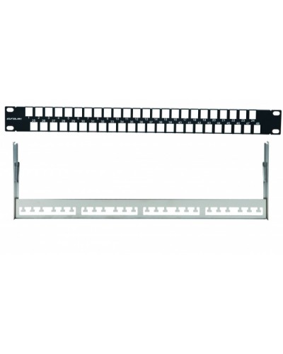 Наборная коммутационная панель 19”, 1U, 48 портов UTP/FTP Eurolan (27F-00-48BL) в Абакане Патч-панели Pintop.ru