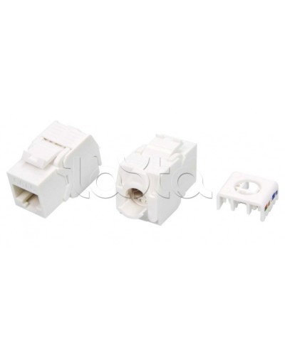 Вставка Keystone Jack RJ-45(8P8C) Hyperline KJ8-8P8C-C6-180-TLS-WH в Абакане Модули Keystone Pintop.ru