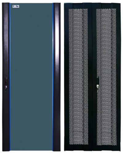 Комплект дверей 42U, 800 мм, черный, передняя - стекло, задняя - распашная перфорированна TWT TWT-CBB-DR42-8x-S-GP в Абакане Аксессуары для стоек и шкафов Pintop.ru