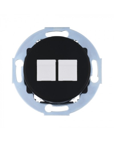 Розетка телефонная 2хRJ-12 с накладкой (черный) Vintage (885908-1) в Абакане Розетки компьютерные и телефонные Pintop.ru