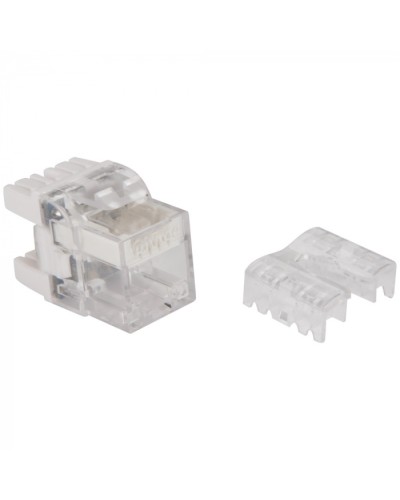 Модуль Keystone, RJ45, кат.5E, UTP, 180 градусов, с индикатором, белый LANMASTER LAN-OKi45U5E/180 в Абакане Коннекторы Pintop.ru